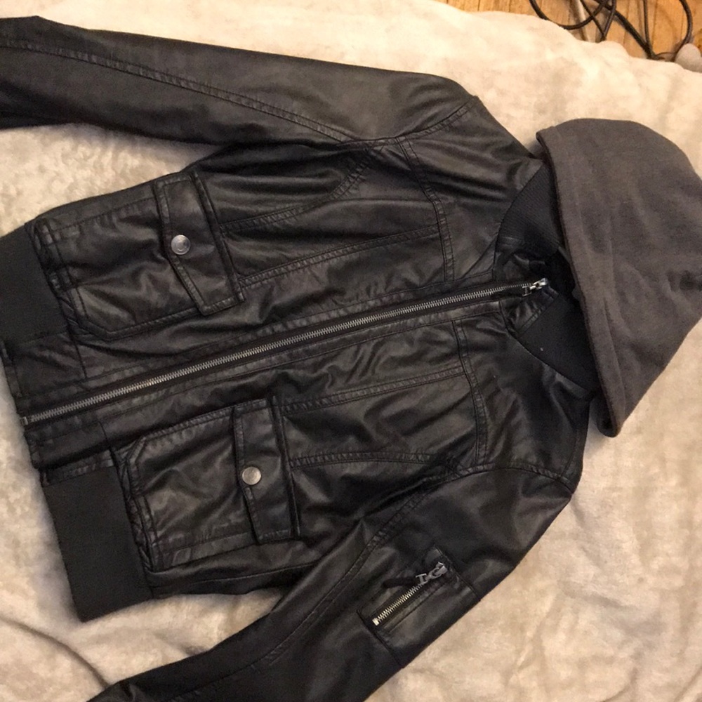 Faux leather bomber jacket